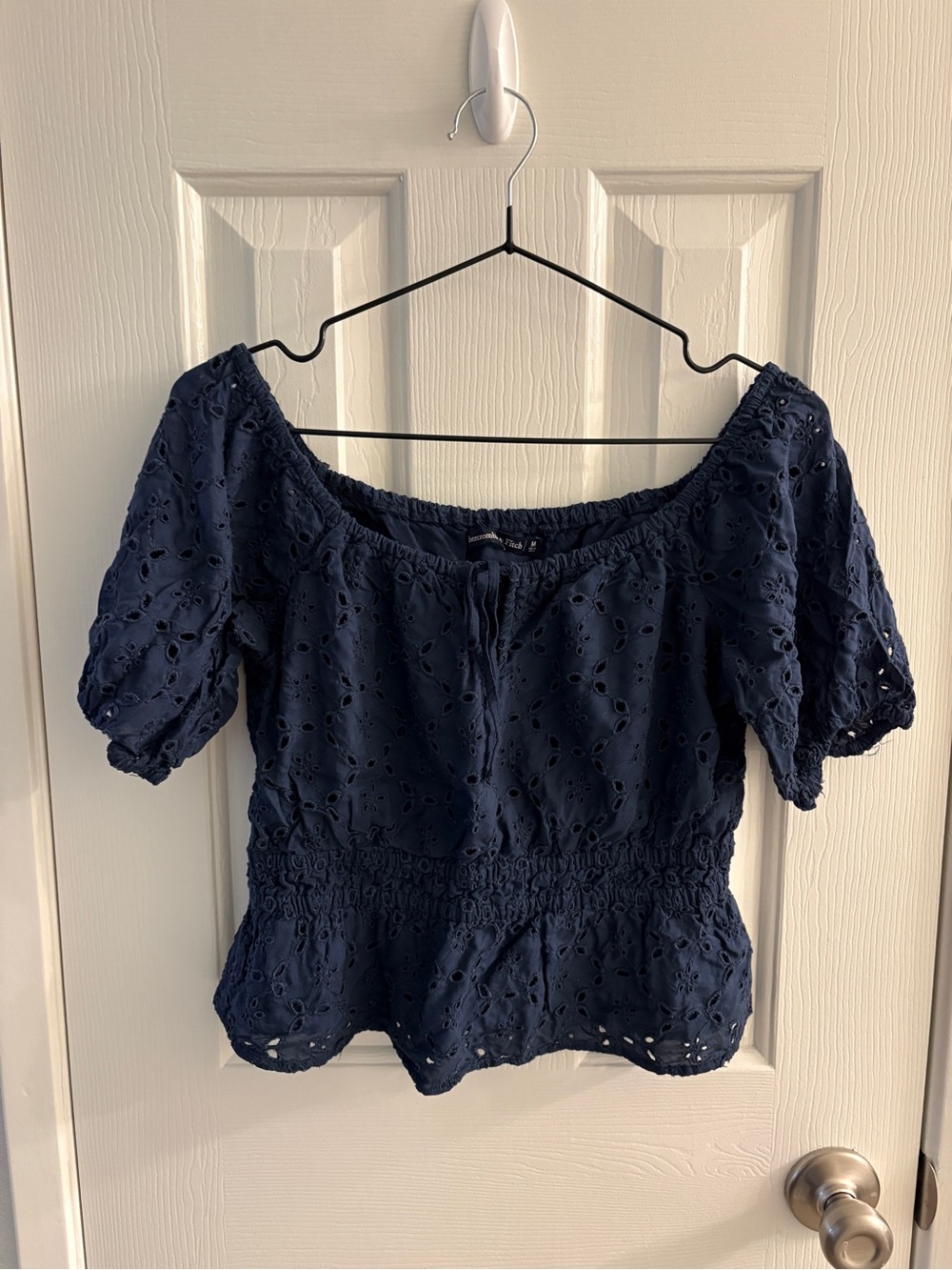 Abercrombie & Fitch Navy Eyelet Top